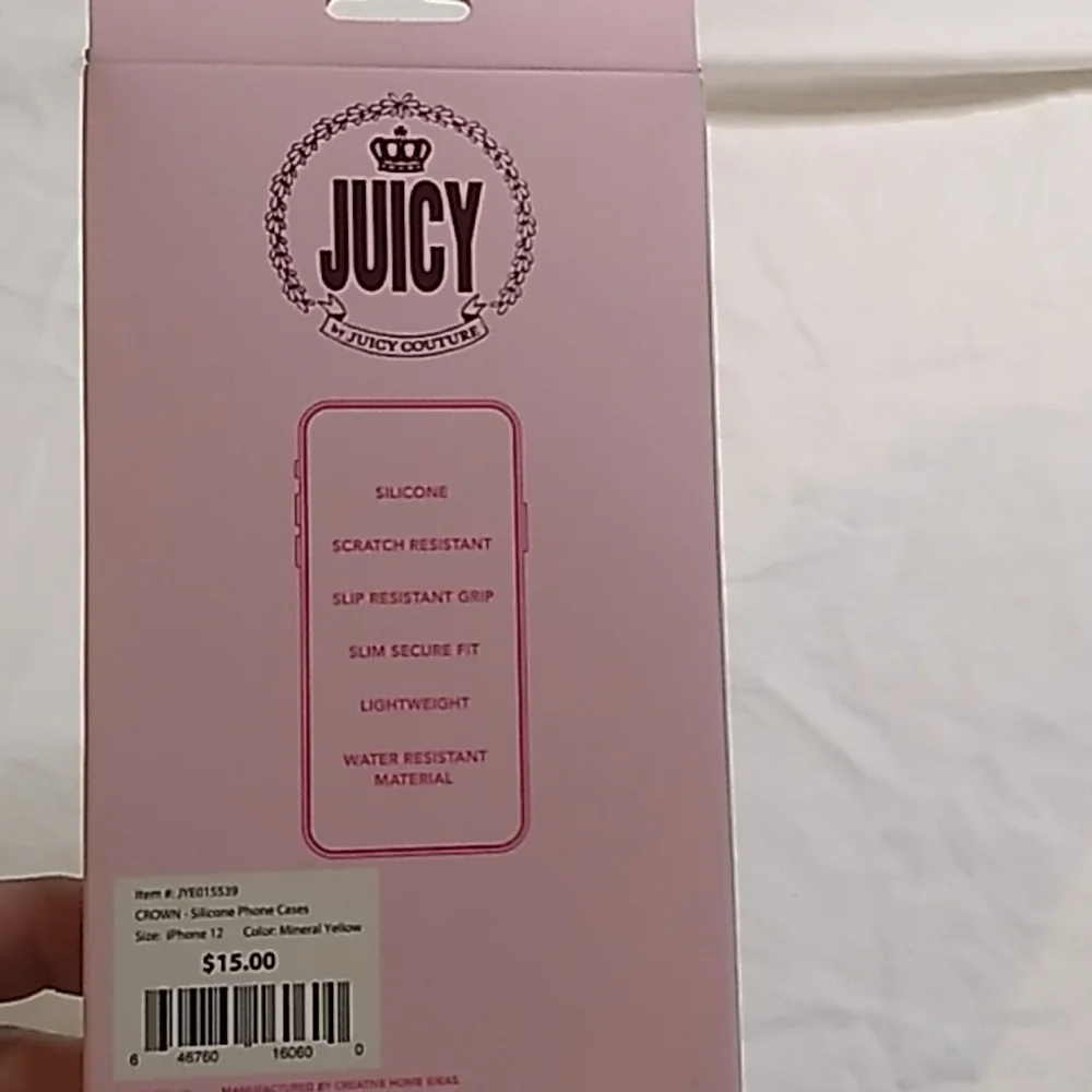 Juicy Couture iPhone 12 case Yellow w Crown in Silicone, Lightweight